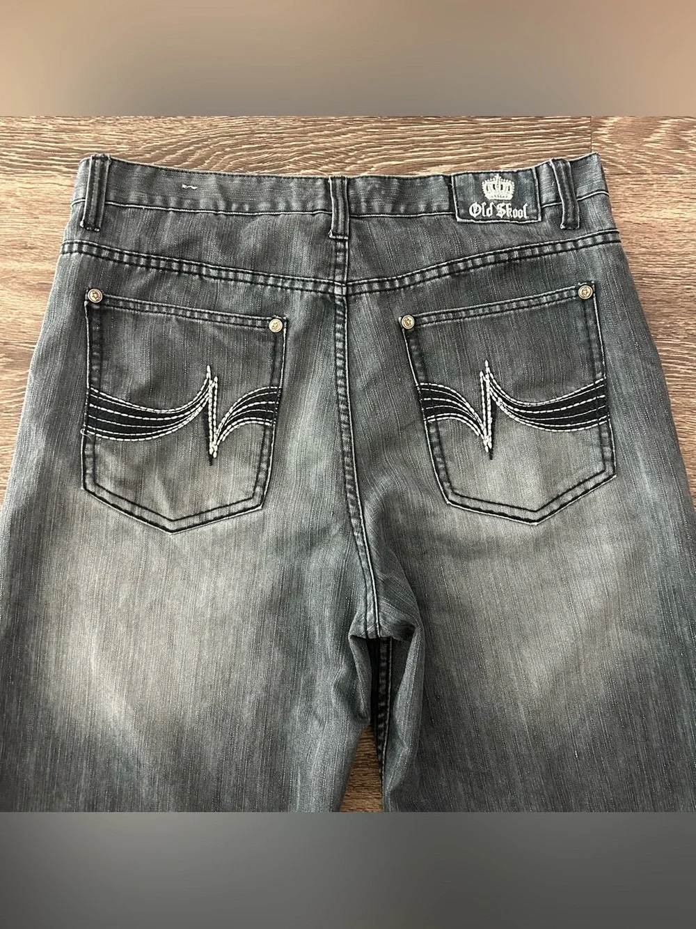 Vtg Old Skool Y2K Wide Leg Baggy Denim Jean Shorts Jorts Mens 38 Skater Grunge